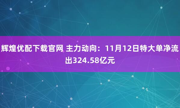 辉煌优配下载官网 主力动向：11月12日特大单净流出324.58亿元